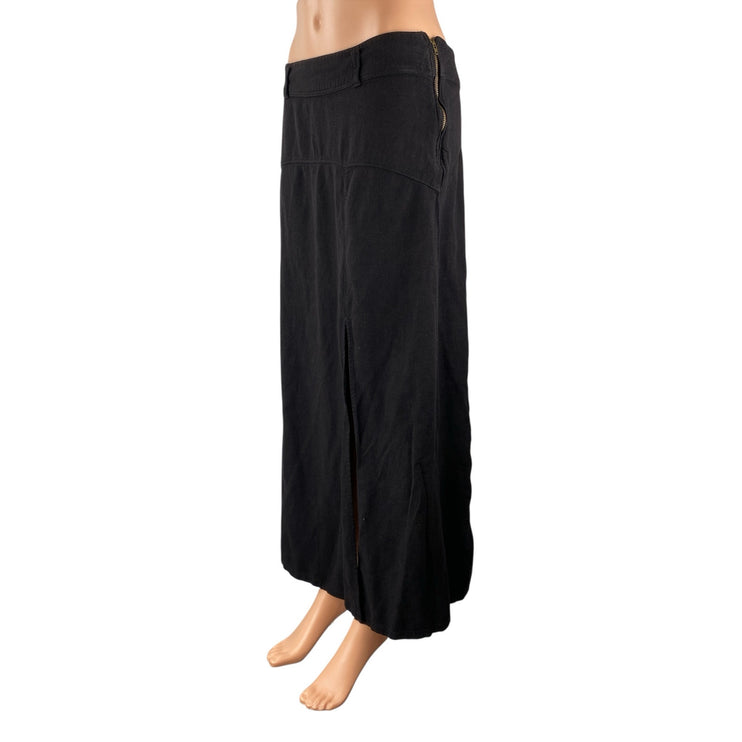 Free People Womens Black High Slit Zip Mid Waist Straight Full Midi Skirt Size 6