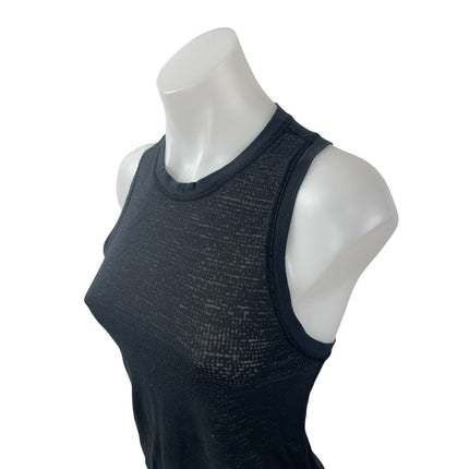 Lululemon Women's Black Ribbed Sheer Crew Neck Sleeveless Muscle Tank Top Size 4