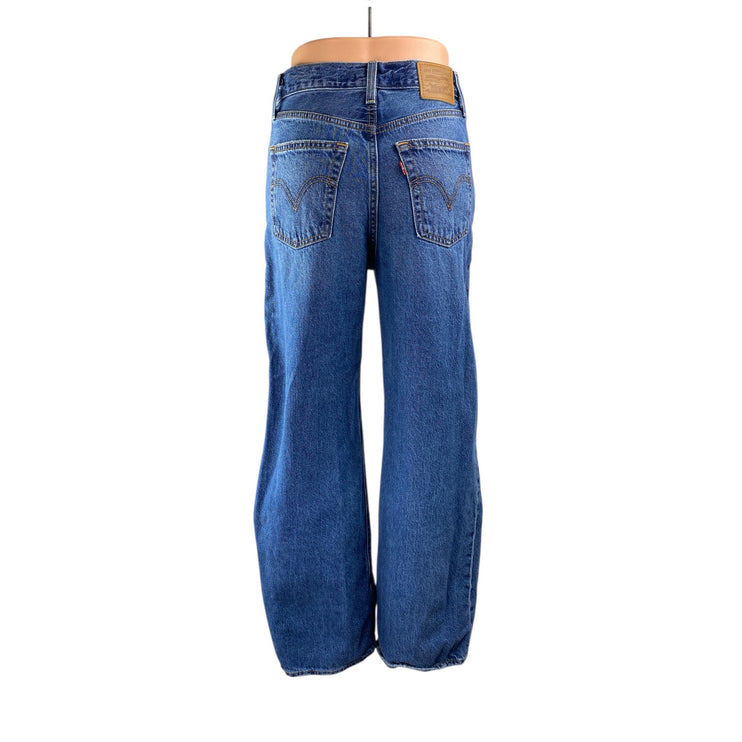Levi's Women's Blue Medium Wash High Waisted Baggy Wide Leg Denim Jeans Pants 25