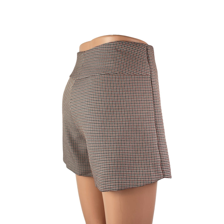 Women's Gray Houndstooth High Waisted Button Wrap Skort Skirt Shorts Size S