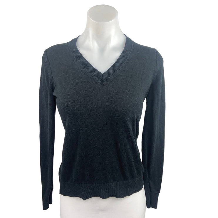 Banana Republic Black Cotton V Neck Long Sleeve Forever Sweater Top Size M