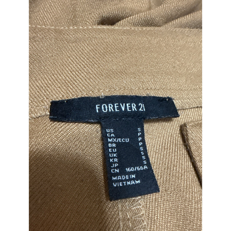 Forever 21 Women's Tan High Rise Pleated Straight Leg Trousers Pants Size S