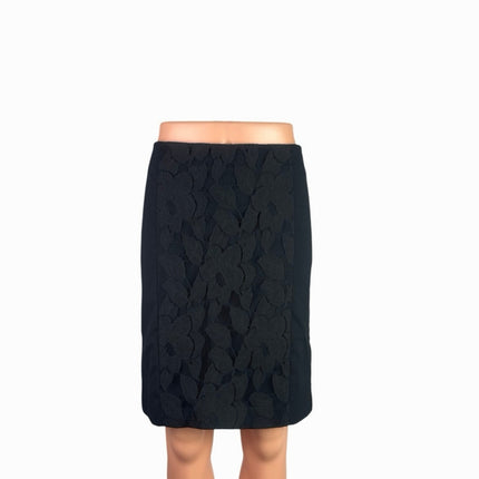 Ann Taylor LOFT Women's Black High Waist Floral Textured Mini Pencil Skirt Sz 10