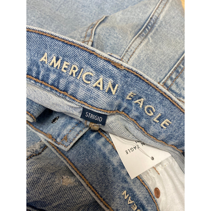 NEW American Eagle Strigid Women's Blue Distressed Baggy Denim Jeans Size 14