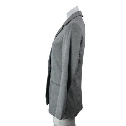 Nine West Women's Gray White Houndstooth Single Breasted Blazer Coat Jacket Sz S