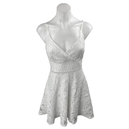 ROWA White Sleeveless Lace Embroidered V Neck Fit & Flare Mini Dress Size S