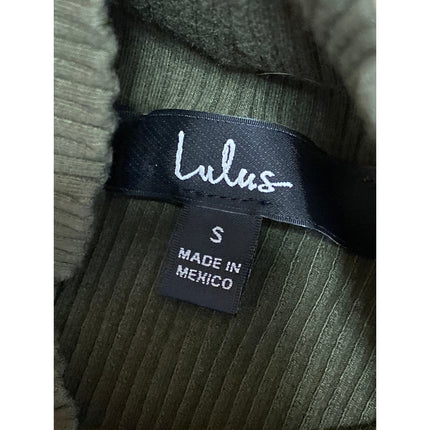 Lulus Womens Green Ribbed Knit Long Sleeve Turtleneck Bodysuit Sweater Top Sz S