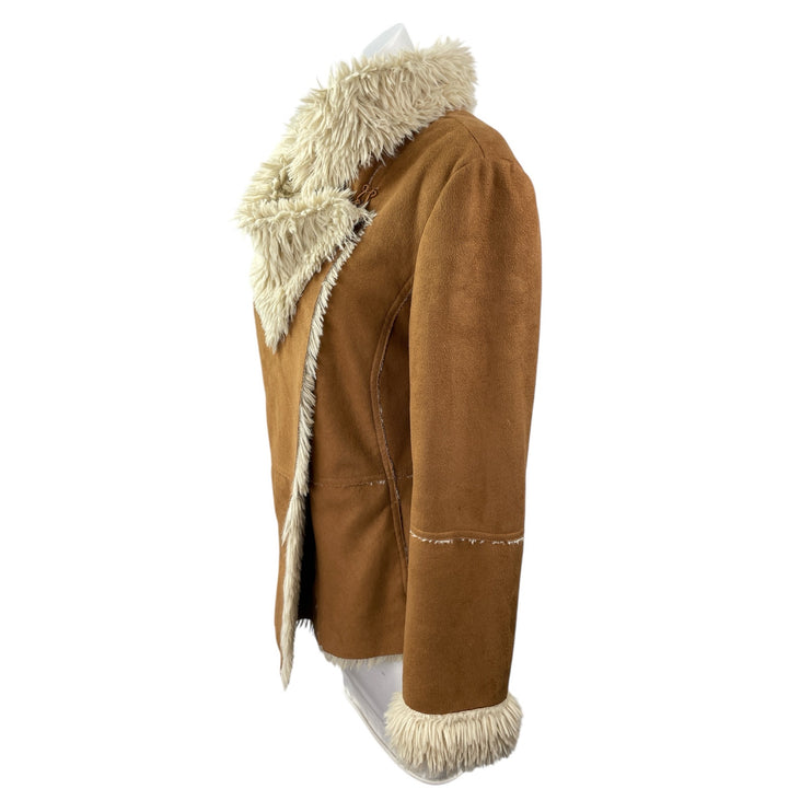 Cupcakes & Cashmere Penny Lane Women's Brown Faux Suede Faux Fur Coat Jacket S