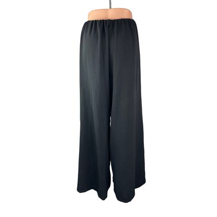 Zara Women's Black High Rise Wide Leg Pull On Pleated Baggy Trousers Pants Sz L