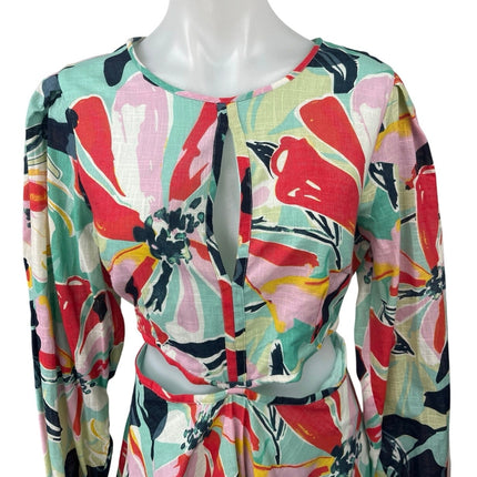 Walter Baker Hannah Multicolor Floral Cutout Long Sleeve Fit & Flare Dress 12