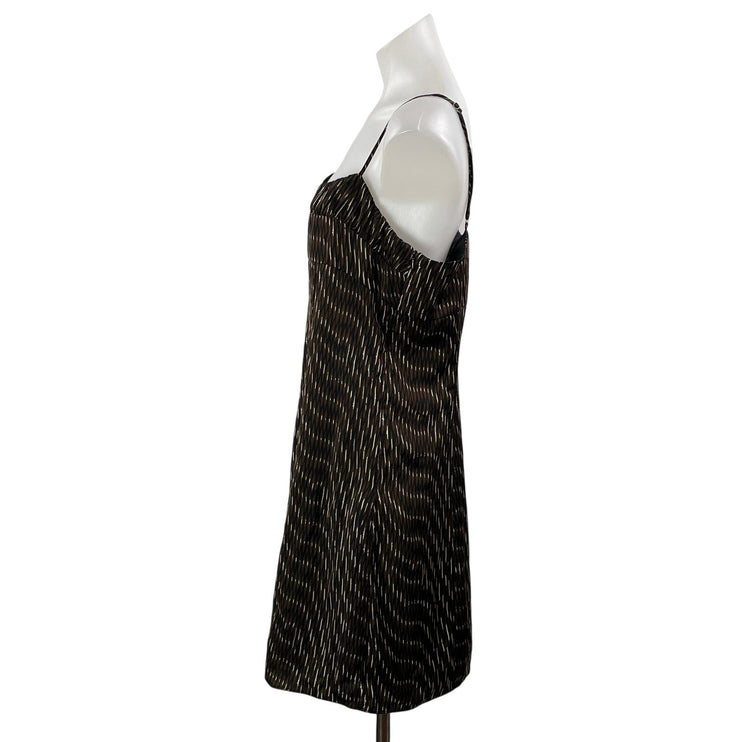 Banana Republic Black Brown Sleeveless Abstract Cami Tank Mini Dress Size 10