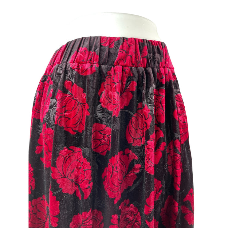 Bloomchic Women's Floral Velvet Velour High Rise Mini Flare A-Line Skirt 22/24