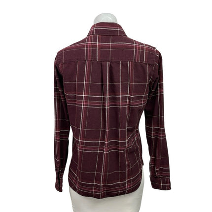 Uniqlo Womens Red Plaid Flannel Check Long Sleeve Button Down Shirt Top Size S