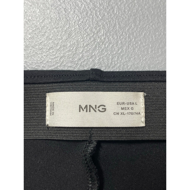 MNG Mango Women's Black High Waisted Split Zip Flare Trousers Dress Pants Size L