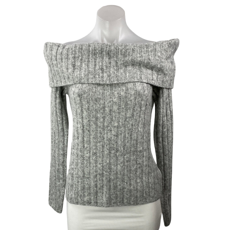 Abercrombie & Fitch Women's Gray Off The Shoulder Long Sleeve Sweater Top Size L