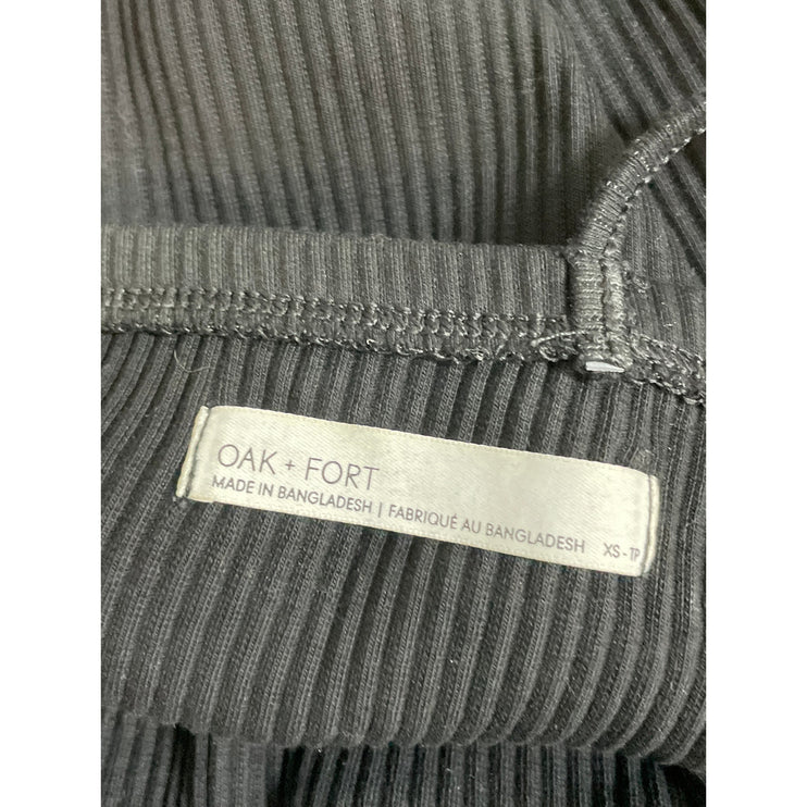 Oak + Fort Women's Black Ribbed Off Shoulder Long Sleeve Crop Tee T-Shirt Top XS