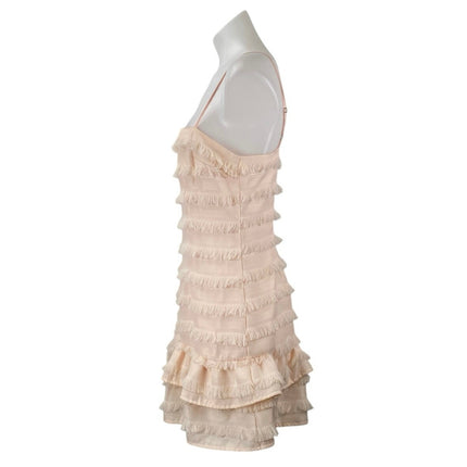 Princess Polly Pink Sleeveless Fringe Tiered Ruffle Cami A Line Mini Dress Sz 4