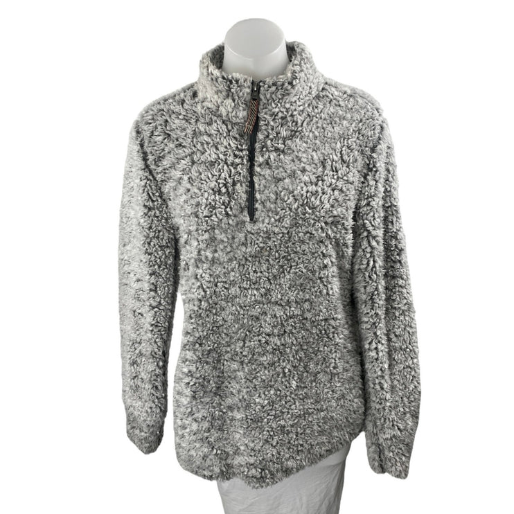 Weatherproof Vintage Women's Gray Quarter Zip Teddy Long Sleeve Sweater Top M