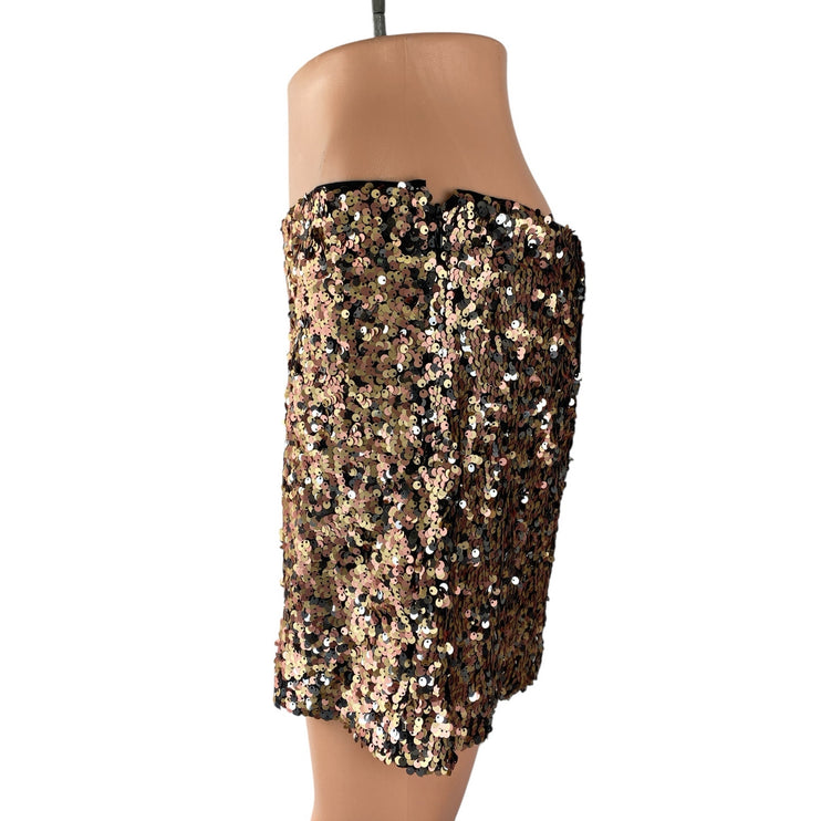 Free People Annalise Multicolor Sequin Slit High Waisted Mini Bodycon Skirt Sz 4