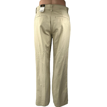 NEW Lee Flex Motion Beige Mid Rise Straight Wide Leg Trousers Dress Pants Size 6