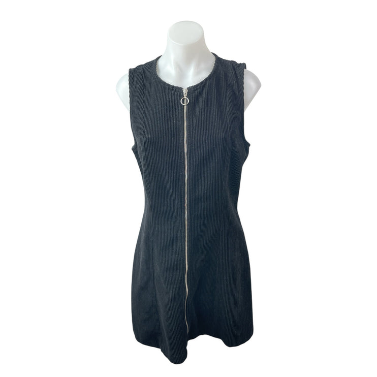Reformation Suzie Black Corduroy Full Zip Sleeveless Belted A Line Mini Dress 8