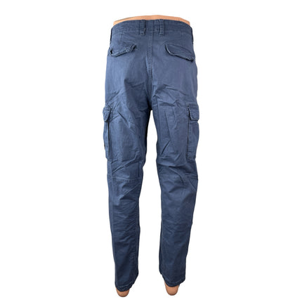 George Men's Blue High Rise Tapered Utility Combat Cargo Trousers Pants Size 30