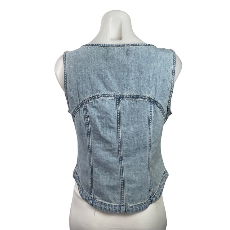 Madewell Womens Blue Light Wash Sleeveless Button Down Denim Jean Tank Top Sz 6