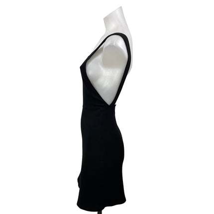 Reformation Black Ribbed Knit Sleeveless Square Neck Open Back Mini Dress Sz XS