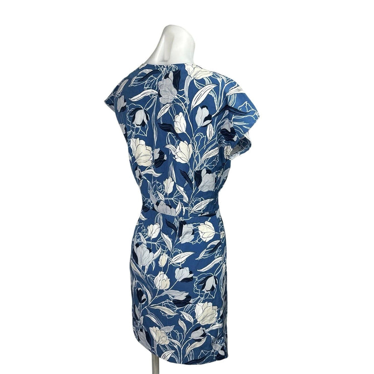 Banana Republic Factory Blue Floral Print Flutter Sleeve A Line Mini Dress Sz 0