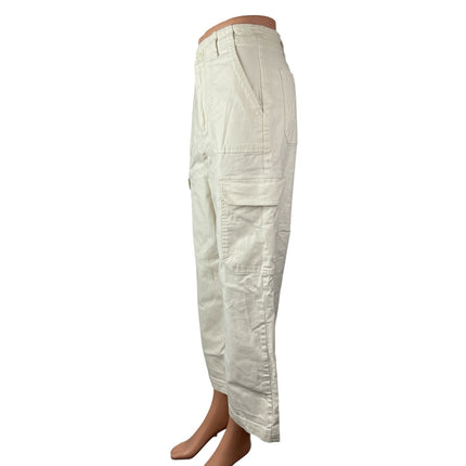 Z Supply Womens White High Rise Carrot Barrel Wide Leg Cargo Denim Jeans Pants S