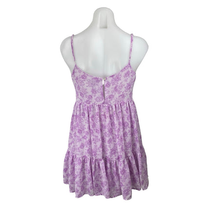 Forever 21 Purple Lilac Floral Sleeveless Cami Tiered A Line Mini Dress Size S