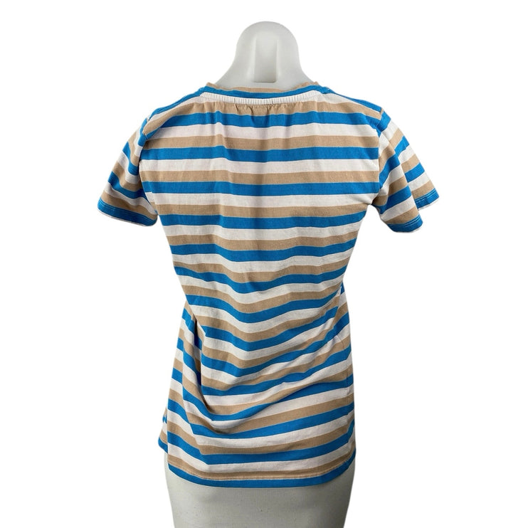 Trussardi Jeans Women's Multicolor Striped Sequin Short Sleeve T Shirt Tee Top M