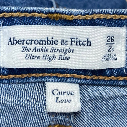 Abercrombie & Fitch Ankle Straight Ultra High Rise Distressed Denim Jeans Sz 26