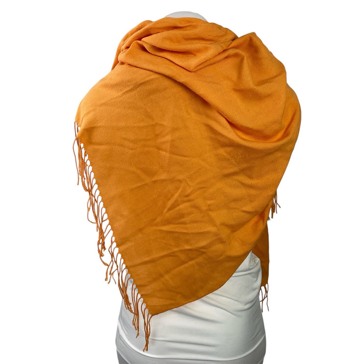 Pashmina Orange Coral Silk Cashmere Fringe Tassel Wrap Shawl Neck Scarf Size OS