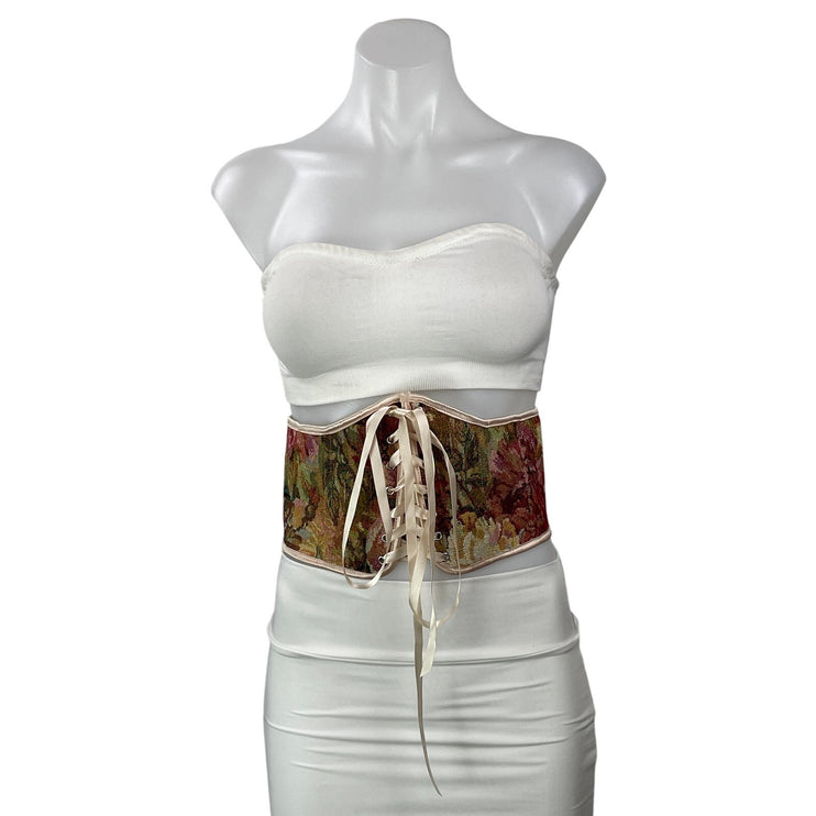 NEW Scarlet Darkness Multicolor Floral Lace Up Strapless Underbust Corset Size S