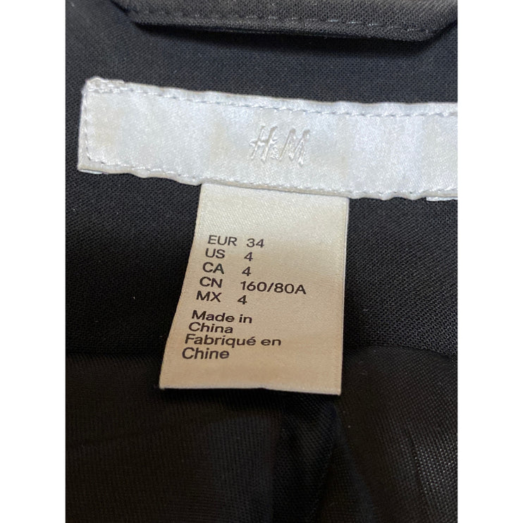 H&M Women's Black Long Sleeve Shawl Collar Pocket Blazer Coat Jacket Size 4