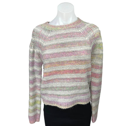 Intermix Pink Multicolor Rainbow Striped Wool Knit Long Sleeve Sweater Top Sz XS
