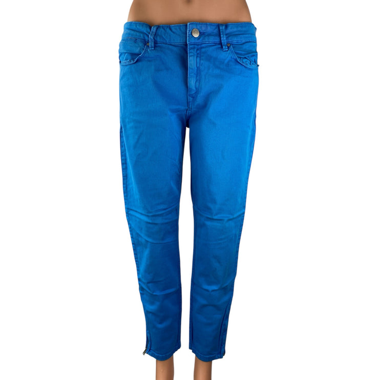 Club Monaco Womens Blue Mid Rise Straight Skinny Leg Denim Jeans Pants Size 10