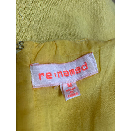 Re: Named Yellow Linen Sleeveless Front Tie Cami Skater A Line Mini Dress Size M