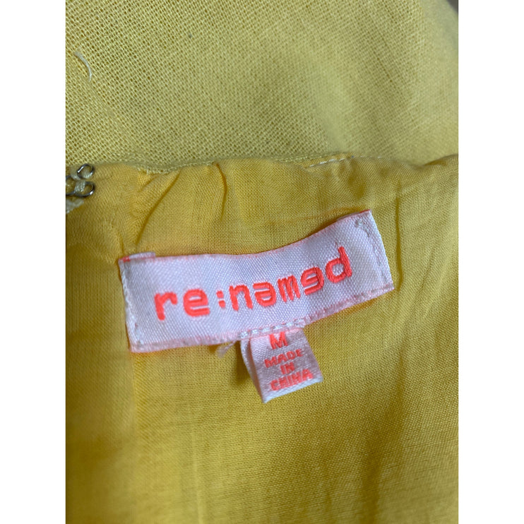 Re: Named Yellow Linen Sleeveless Front Tie Cami Skater A Line Mini Dress Size M