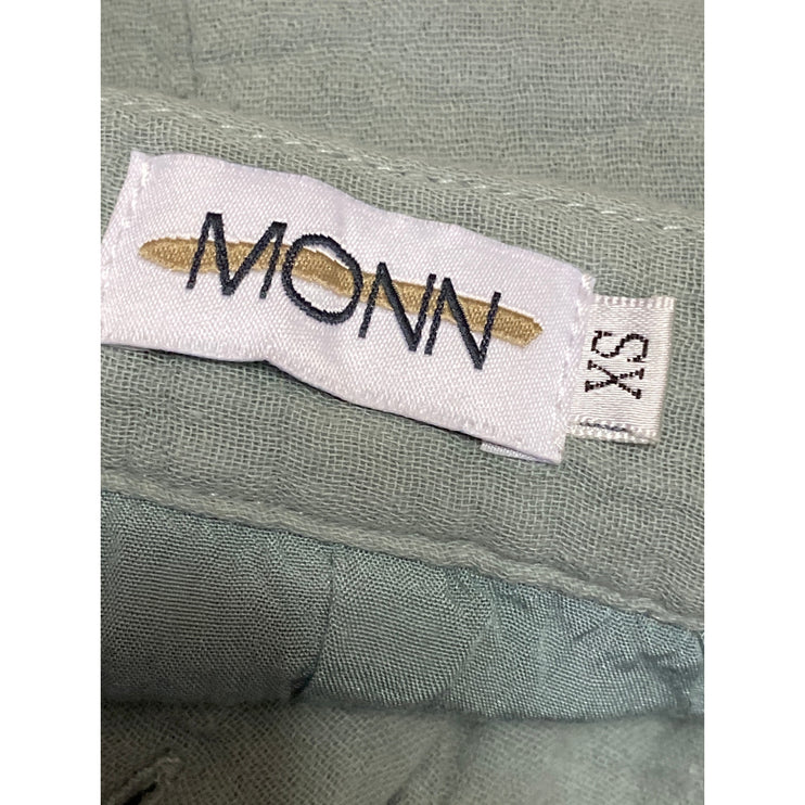 Monn Women's Green High Waisted Ruffle Button Front High Low Midi Skirt Size XS