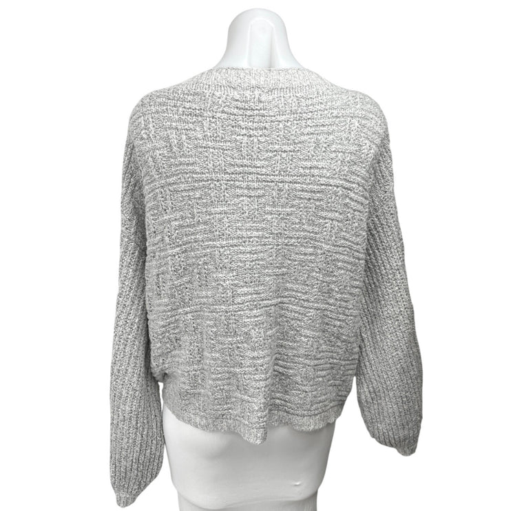 Sage The Label Women's Gray Ribbed Knit Long Sleeve Pullover Sweater Top Size L