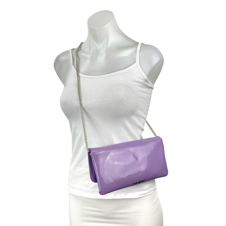 NEW Steve Madden Women's Glossy Purple Wristlet Clutch Crossbody Handbag OS