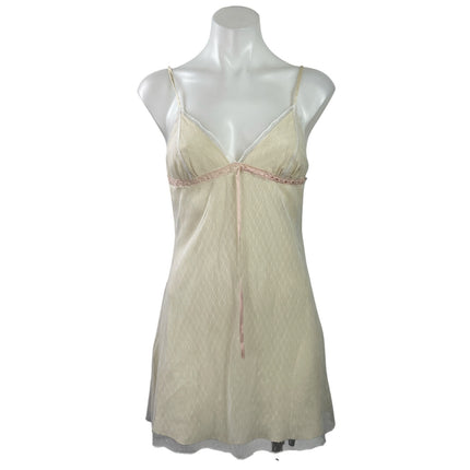 Womens 100% Silk Cream Sleeveless Cami Camisole Sleepwear Pajamas Slip Dress S