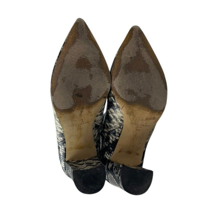 Marc Fisher Jarli Black Snakeskin Print Leather Pointed Toe Zip Ankle Boots 9M