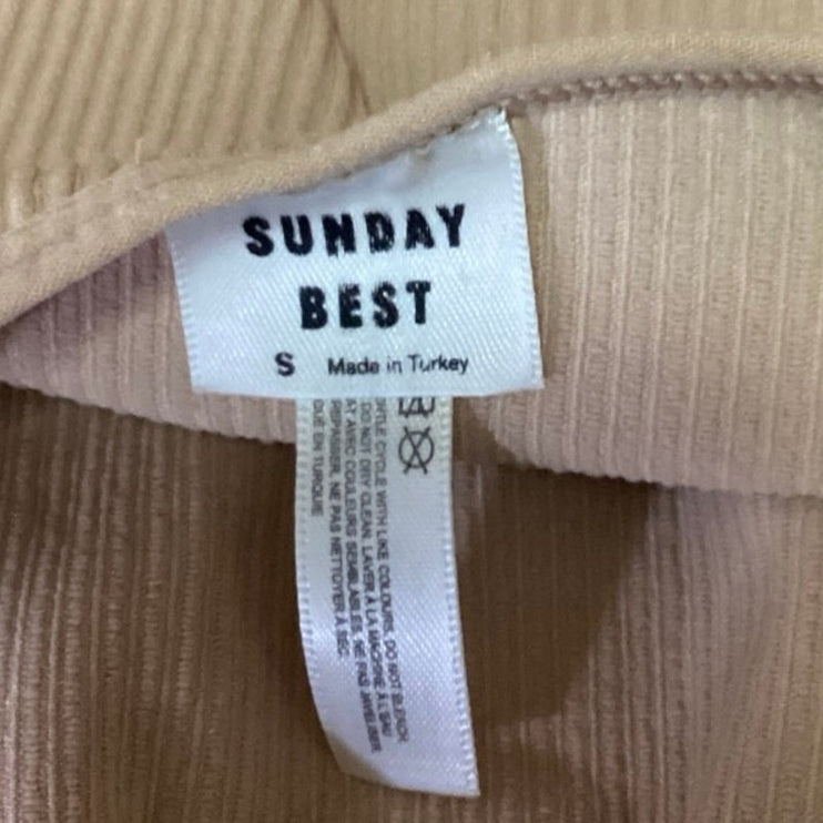 Aritzia Sunday Best Tan Brown Ribbed Scoop Neck Halter Open Back Crop Tank Top S