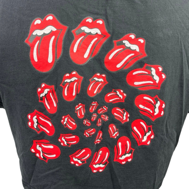 The Rolling Stones Black Red Graphic Crew Rock Band Crop T Shirt Tee Top Size S