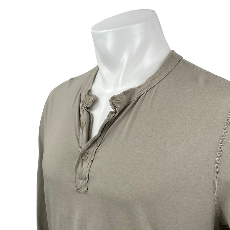 SKU Save Khaki United Men's Beige Long Sleeve Henley T Shirt Tee Top Size L