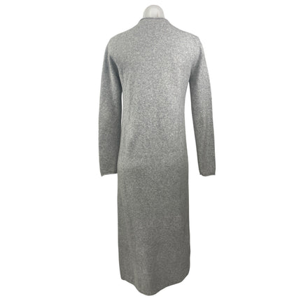 MNG Mango Heather Gray Long Sleeve Mock Neck Knit Shift Midi Sweater Dress Sz S