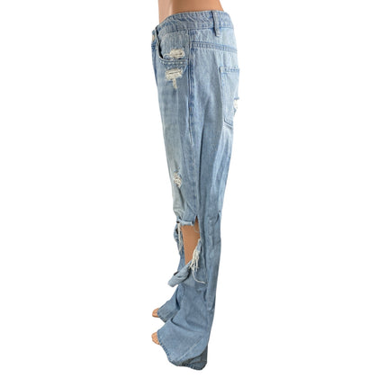 Altar'd State Women's Blue Distressed High Rise Wide Leg Denim Jeans Size 29